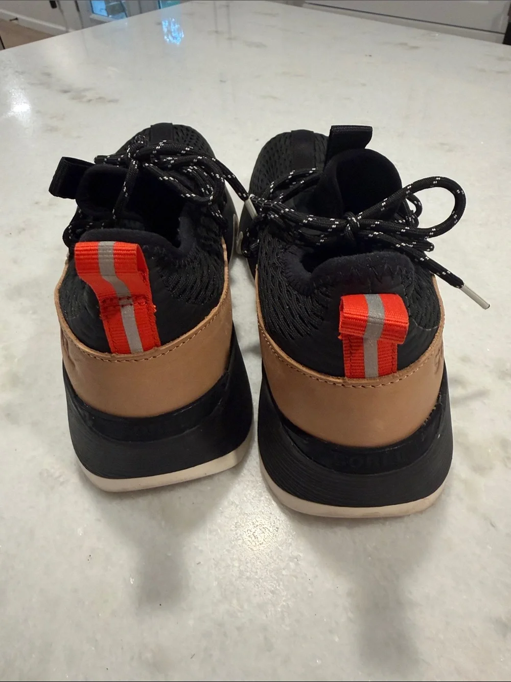 Women’s Black Athletic Sneakers with Tan Accents, VS brand